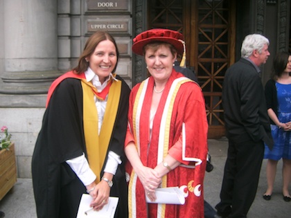 Professor Andrea Nolan and Professor Aileen Lothian at the Usher Hall Theatre in Edinburgh